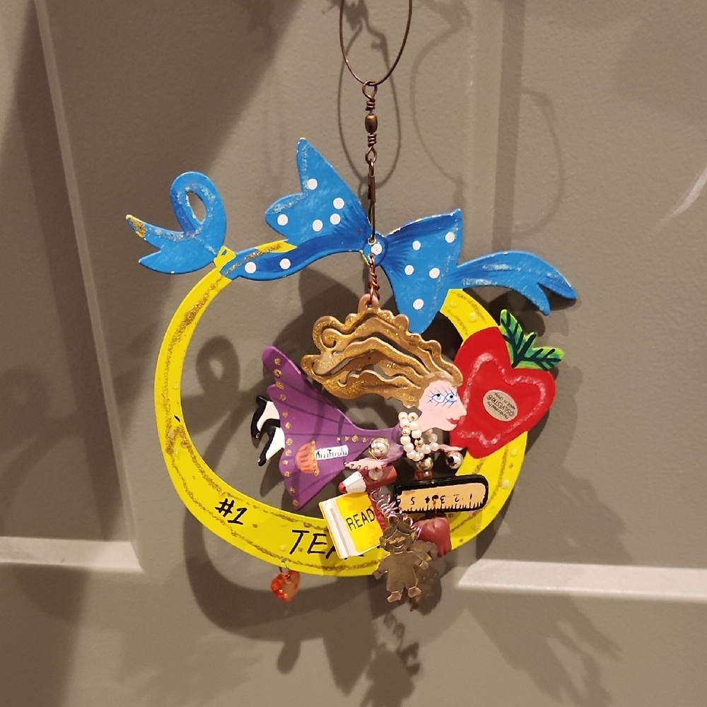 Colorful Teacher Themed Wreath HANGING DECOR PIECE